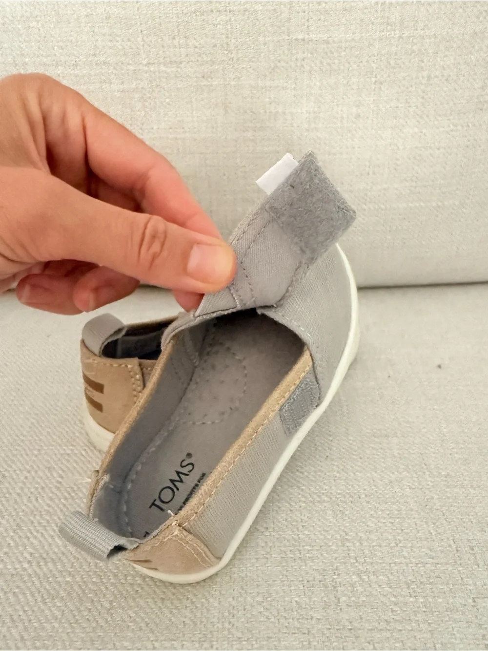 TOMS toddler Gray Canvas Slip-On Shoes